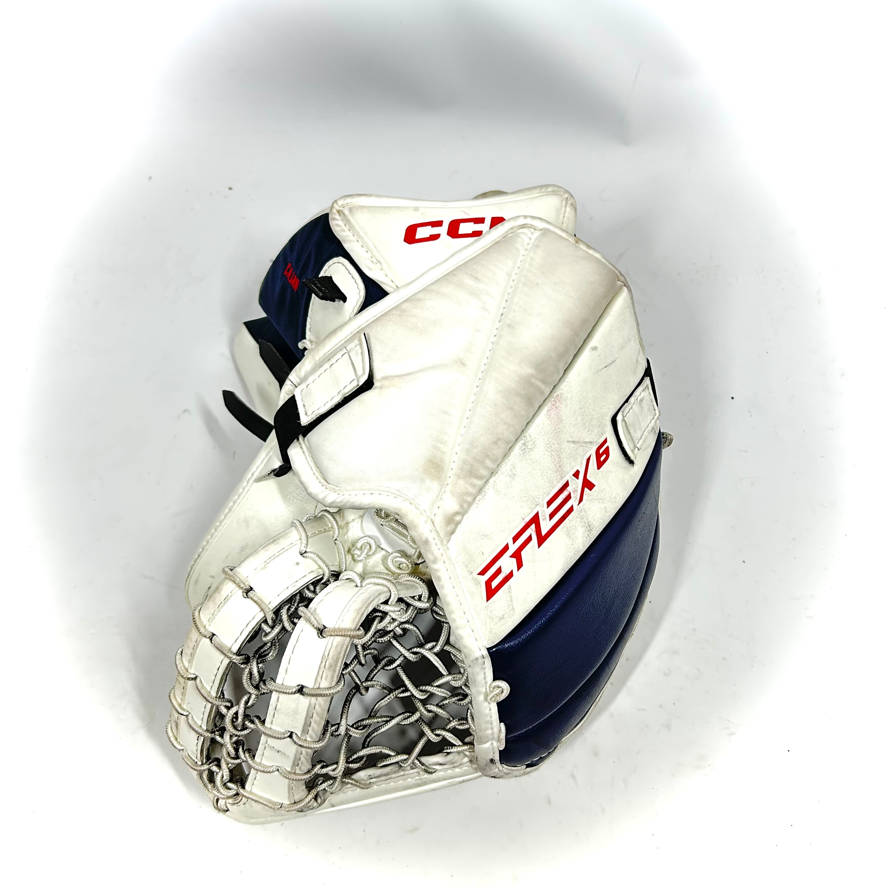 CCM Extreme Flex 6 - Ensemble complet de gardien de but senior AHL Pro Stock d'occasion (blanc/rouge/bleu)
